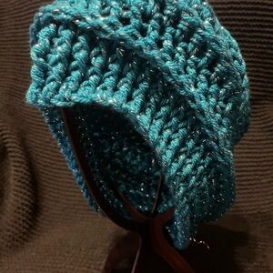 Handmade Teal crochet slouch Beanie/hat